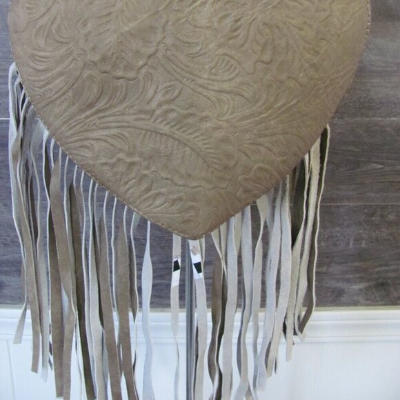 GENUINE LEATHER HANDMADE HANDTOOLED HAIR ON HIDE FRINGED CROSSBODY NIP - Picture 11 of 11